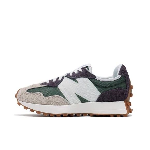New Balance 327 Sneakers - Green, White, and Brown - Picture 1 of 9